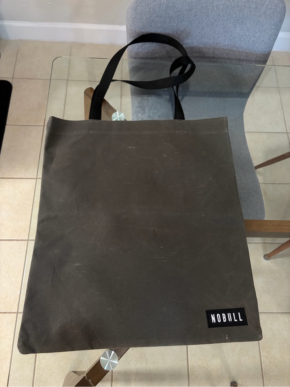 NOBULL Gray Canvas Tote with Black Straps